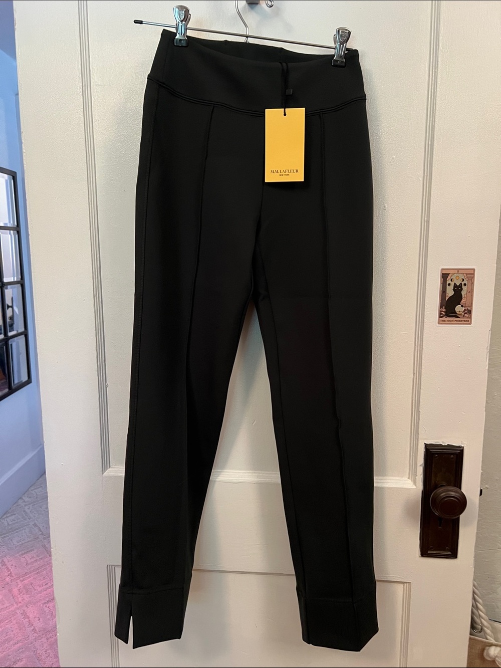 MM Lafleur Black Ponte Slim Track Pants with Front Seam